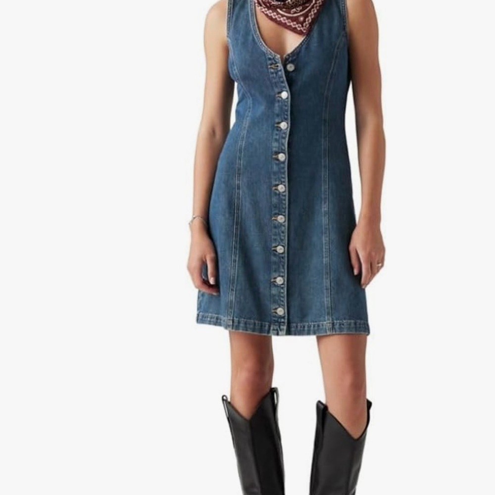 Levi's Blue Denim Dress with Red Bandana